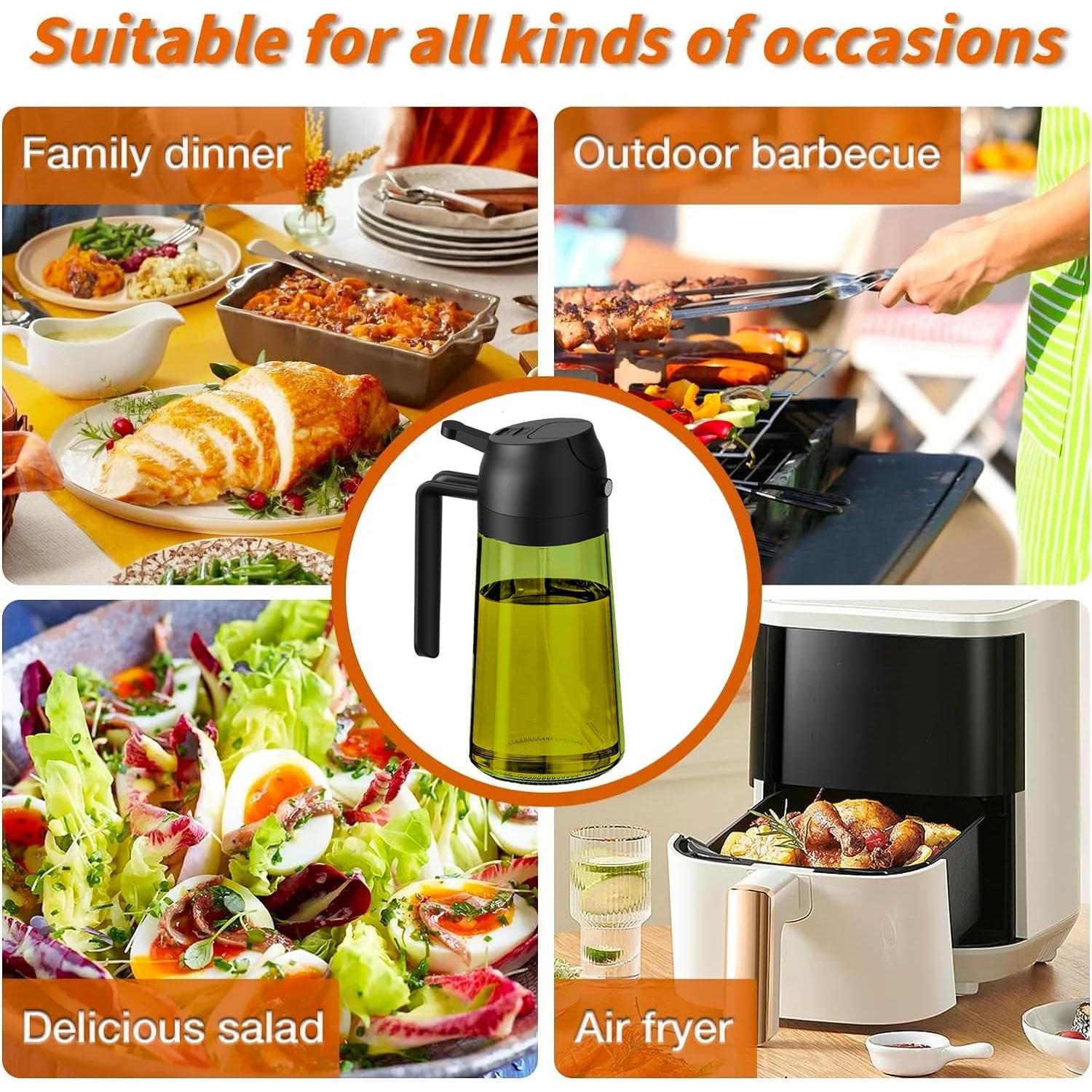 Botella Dispensadora de Aceite AATTCIF 16oz Verde Oscuro 2 en 1