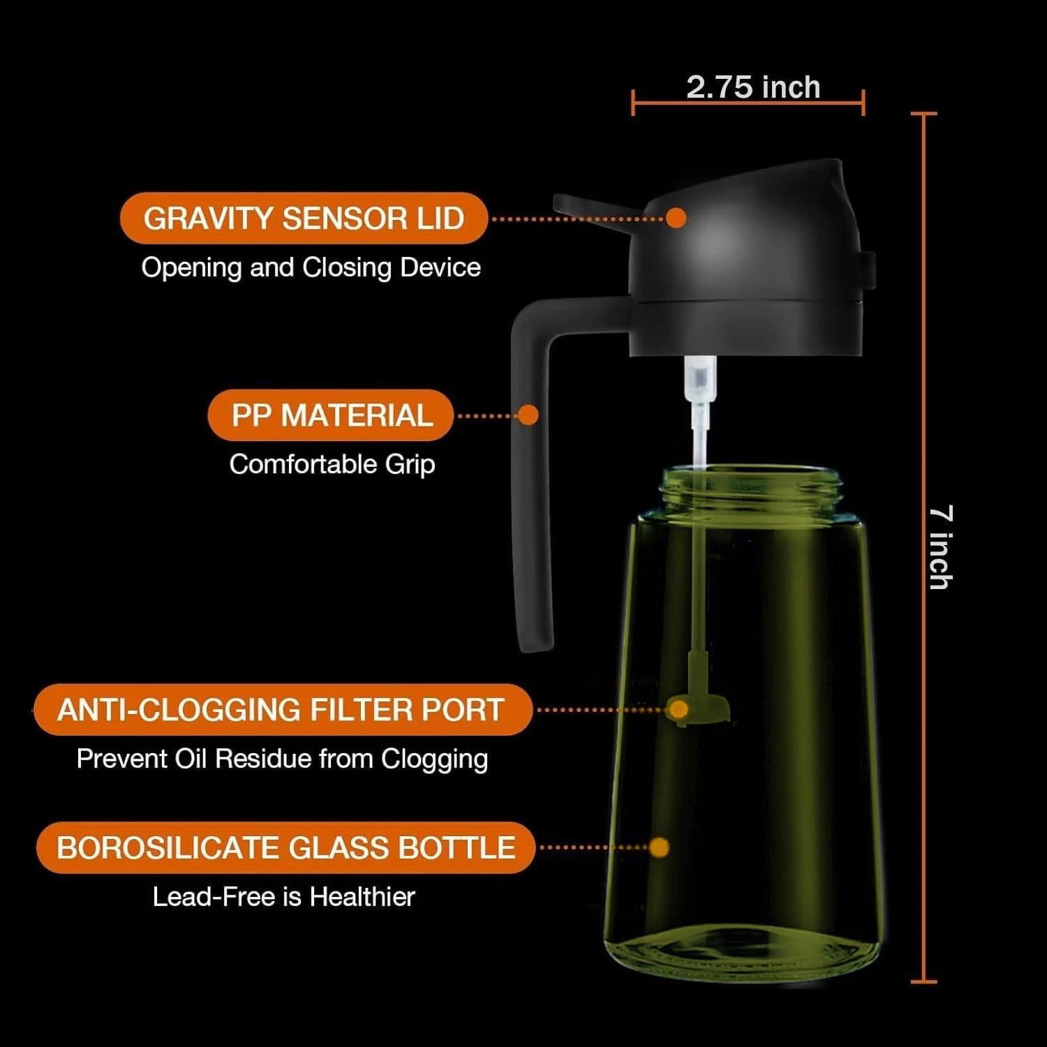 Botella Dispensadora de Aceite AATTCIF 16oz Verde Oscuro 2 en 1