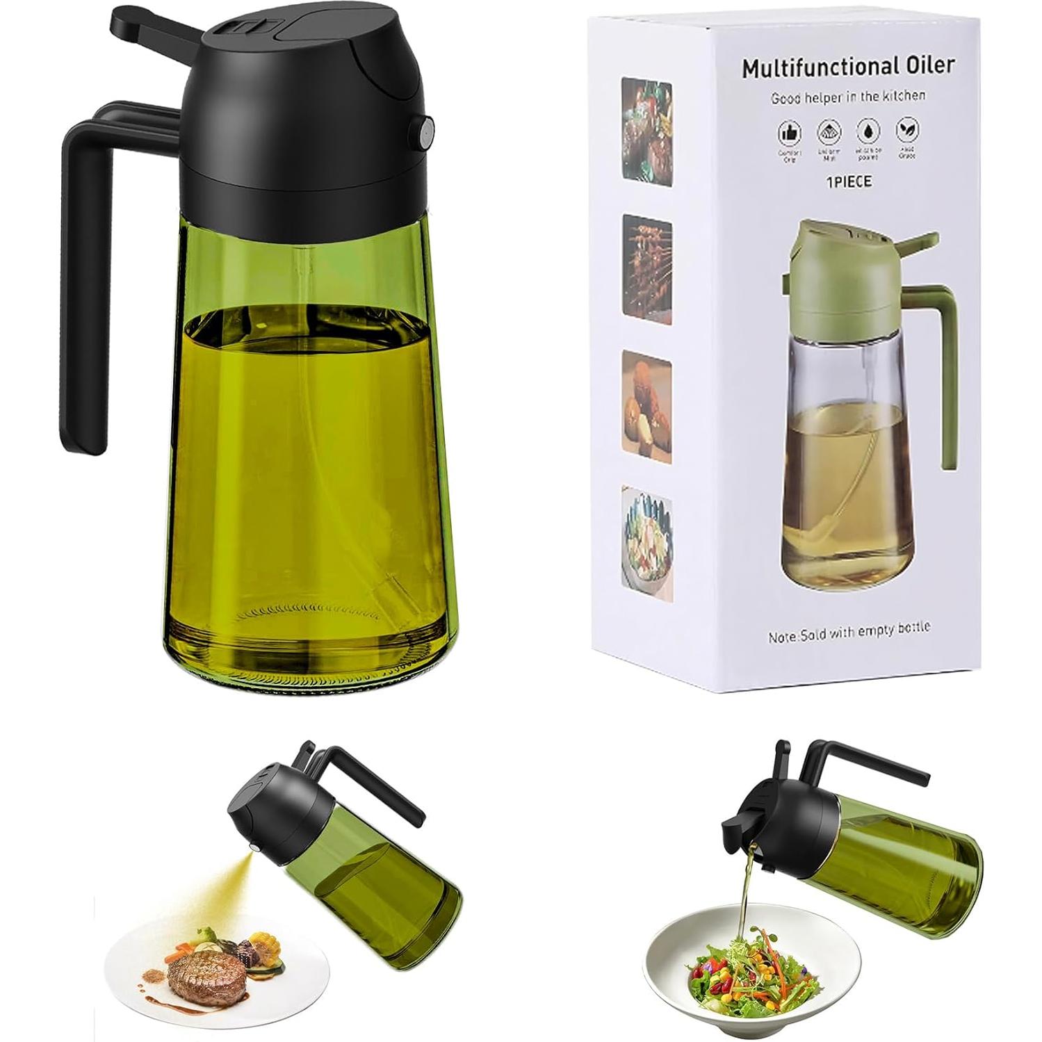 Botella Dispensadora de Aceite AATTCIF 16oz Verde Oscuro 2 en 1