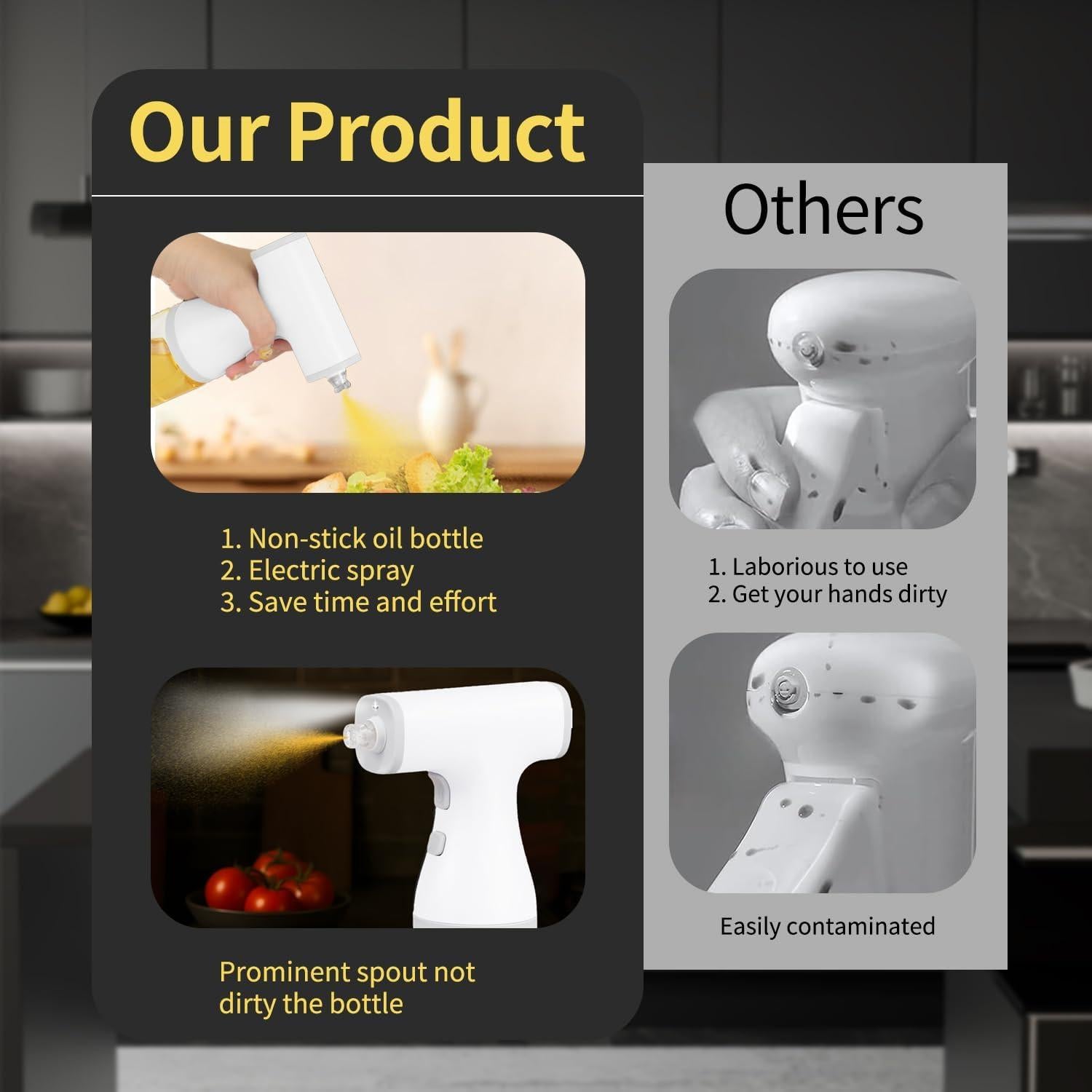 Pulverizador de Aceite Eléctrico DDD 250 ml Recargable USB-C