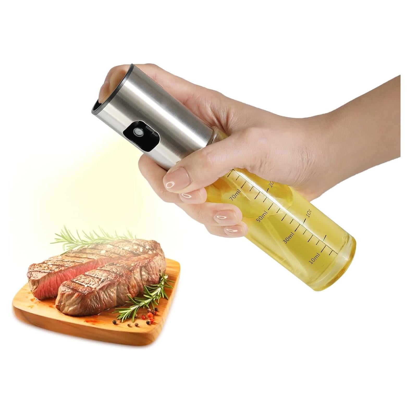 Pulverizador de Aceite CookLoomara 100ml Acero Inoxidable y Vidrio