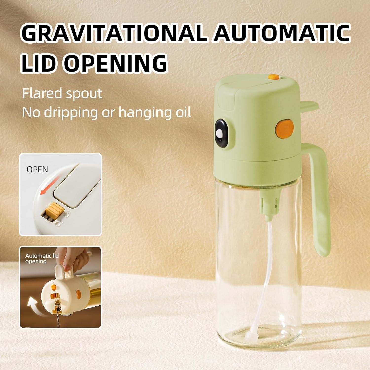 MDZF SWEET HOME Oil Sprayer for Cooking, 18.6oz/550ml 2 in 1 Olive Oil Dispenser Bottle for Kitchen, Premium Oil Spray Bottle, Oil Mister for Air Fryer, Salad, Frying, BBQ (Green)