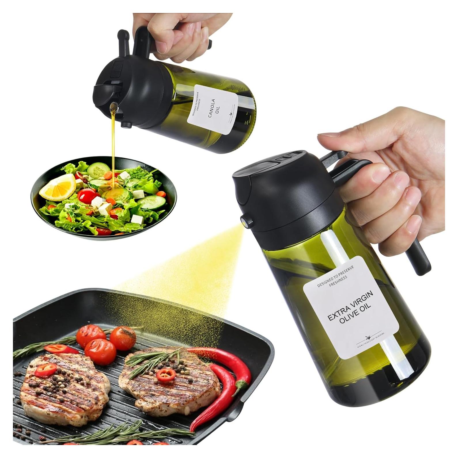 Dispensador de Aceite de Cocina 470ml ROCIRLAB Verde Oliva 2 en 1