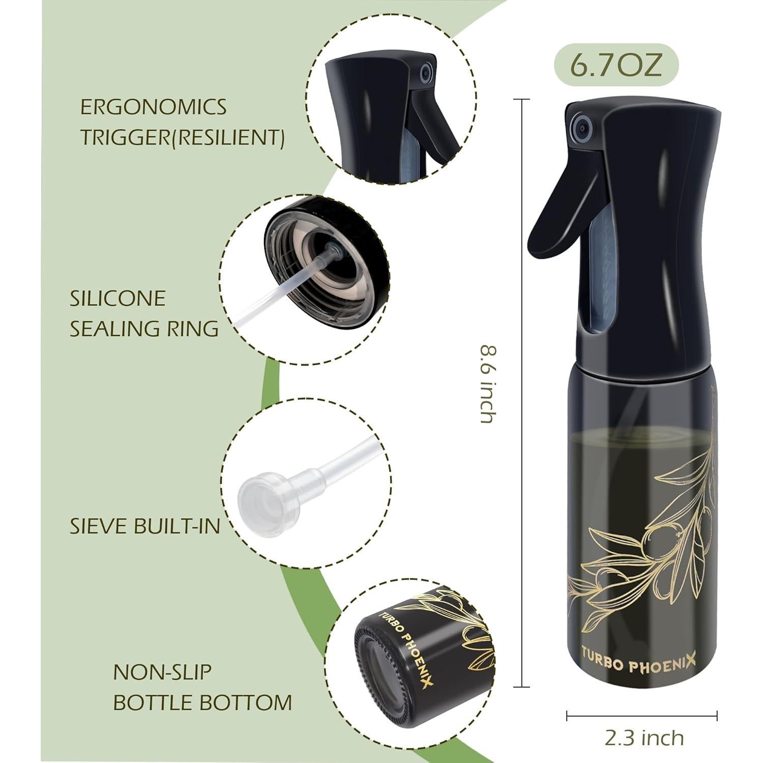 Rociador de Aceite TURBO PHOENIX 200ml Vidrio Reutilizable