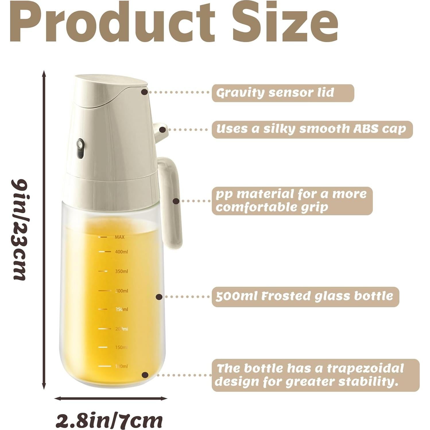 Botella de Spray y Dispensador de Aceite Sysmashing 500ml Gris