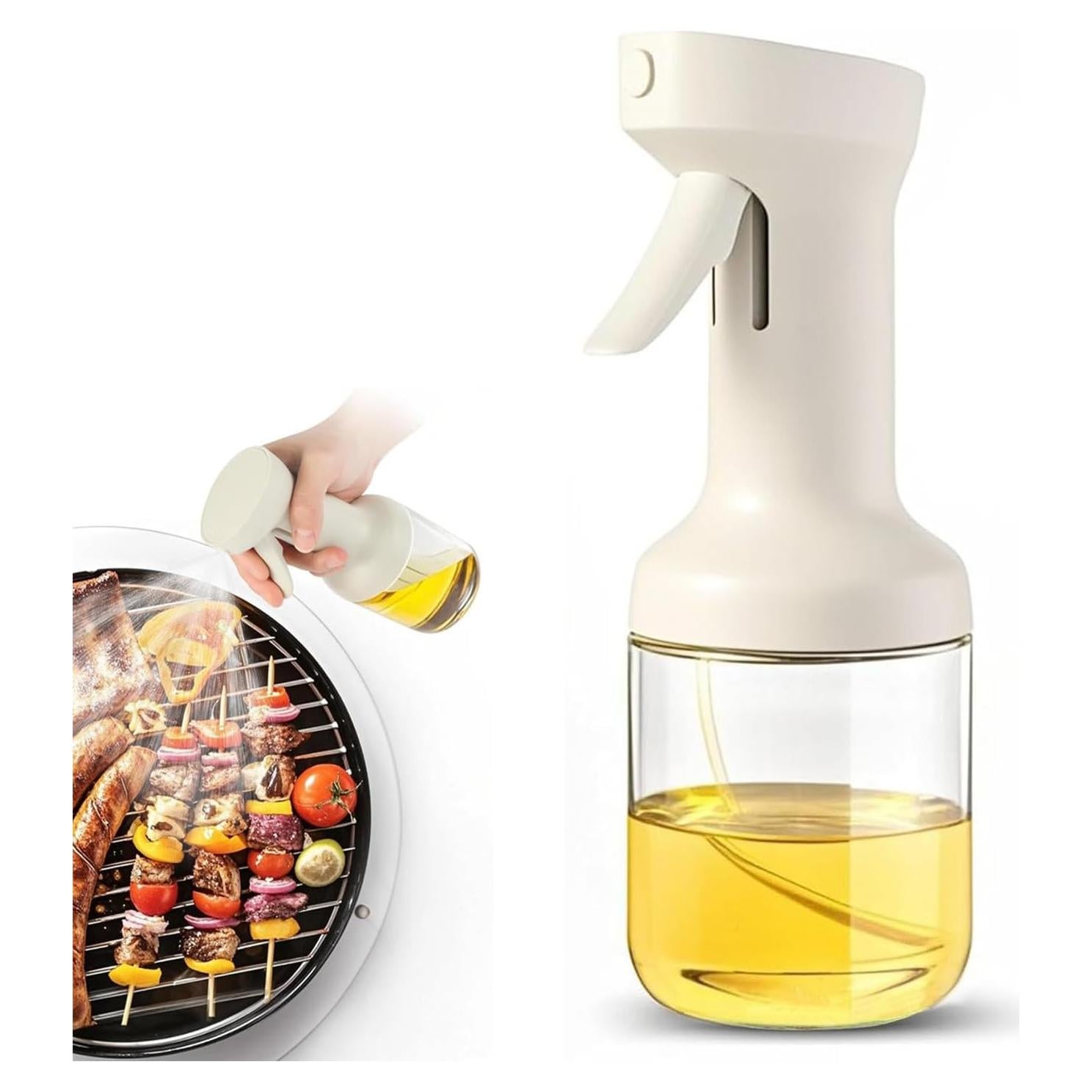 Pulverizador de Aceite de Oliva Povinmos 450ml Blanco - Control de Porciones