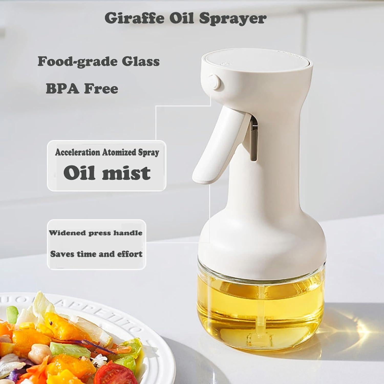 Pulverizador de Aceite de Oliva Povinmos 450ml Blanco - Control de Porciones