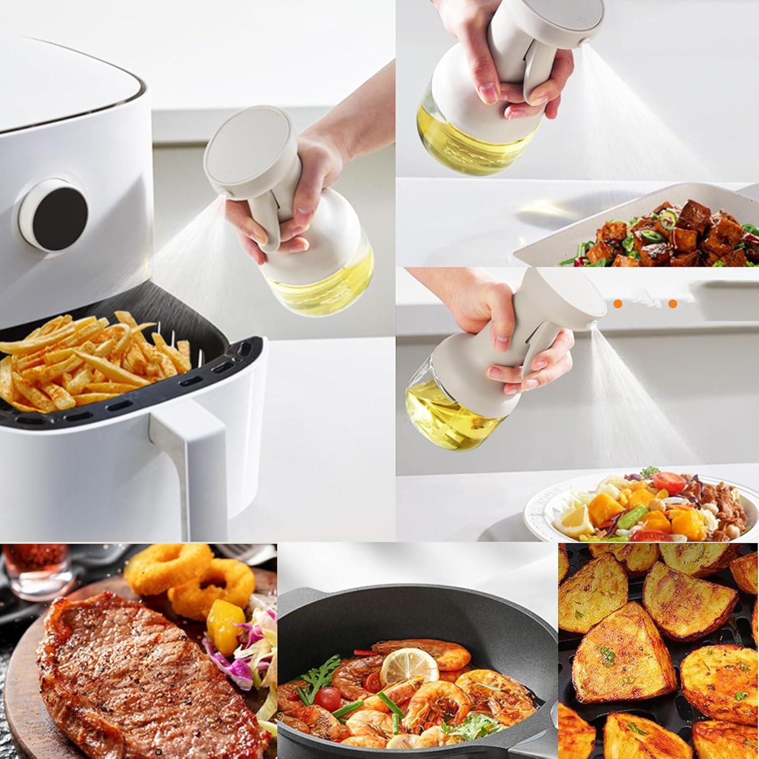 Pulverizador de Aceite de Oliva Povinmos 450ml Blanco - Control de Porciones