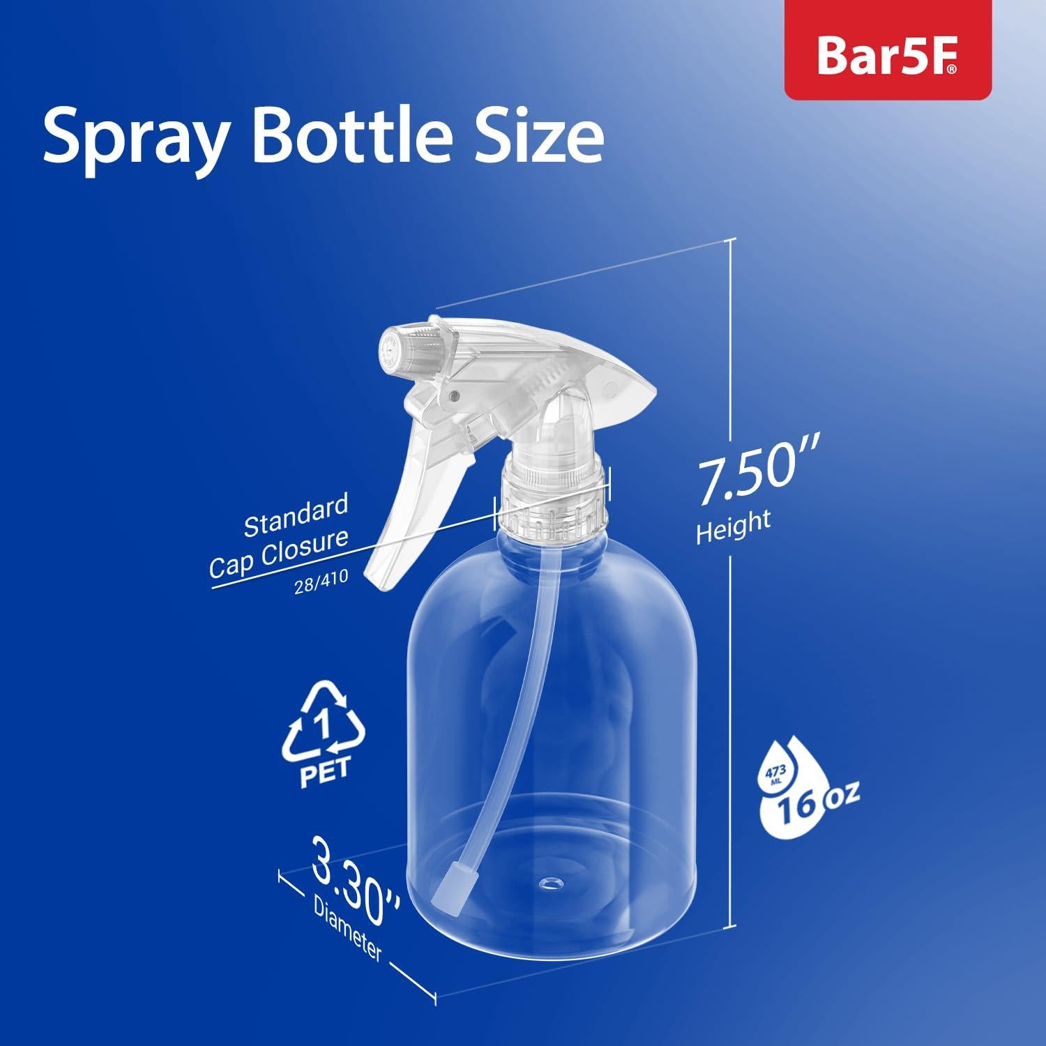 Botella de Spray Bar5F 473 ml, Ajustable, Clara, Rellenable