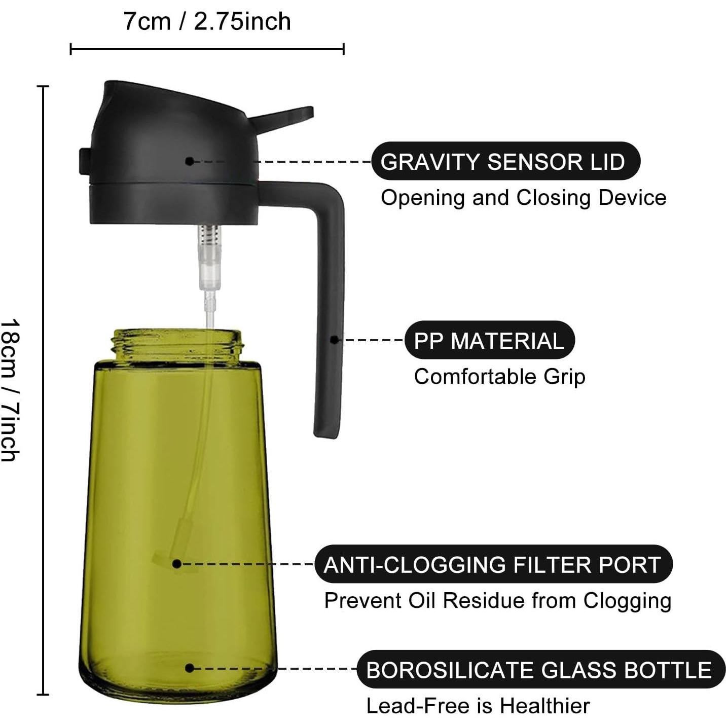 Dispensador de Aceite 2 en 1 WPWWPW 470 ml con Pulverizador
