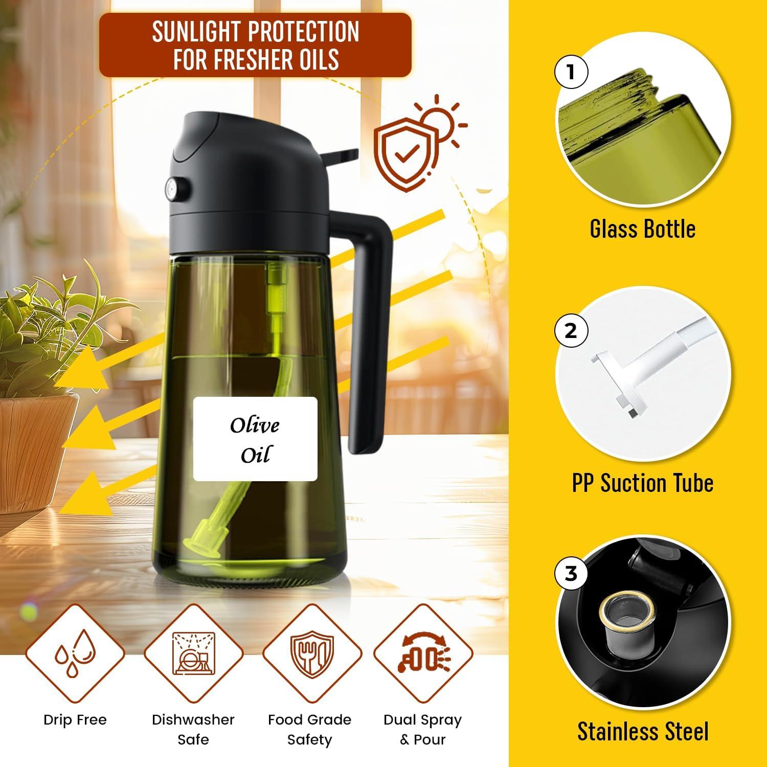 Dispensador de Aceite 2 en 1 JANNELE 470ml Verde con Brocha