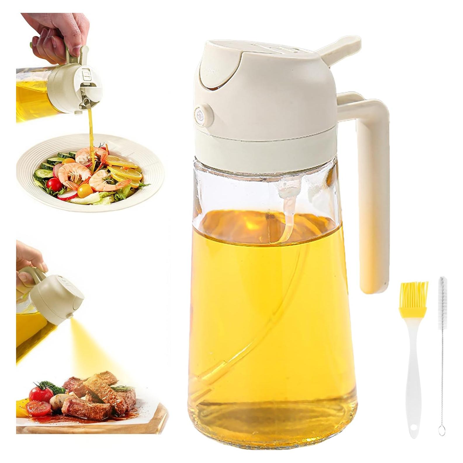 Rociador de Aceite de Vidrio Keethem 470ml 2 en 1 Blanco