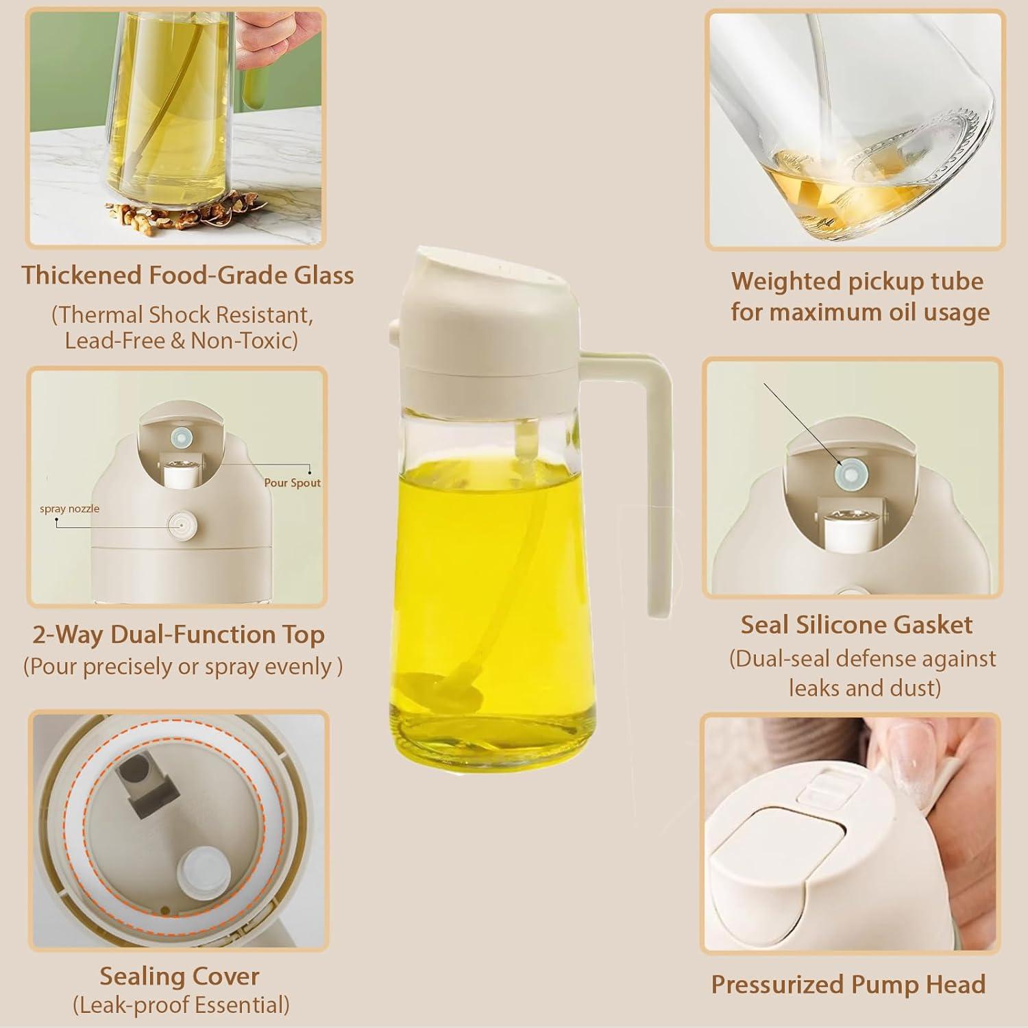 Rociador de Aceite de Vidrio Keethem 470ml 2 en 1 Blanco