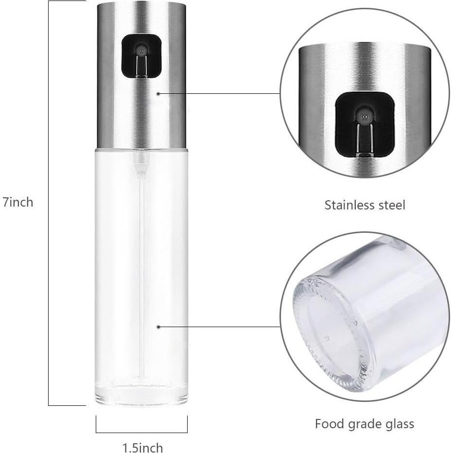 Rociador de Aceite EDUFUNBO 100ml Vidrio Acero Inoxidable