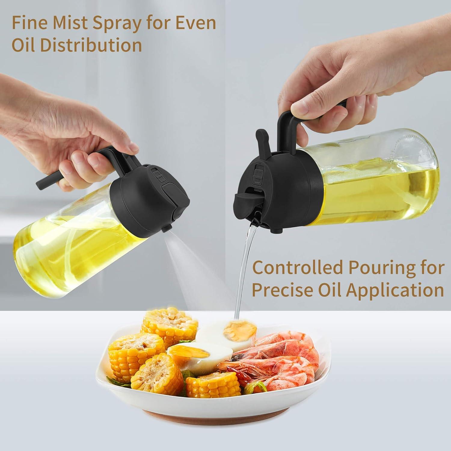 Rociador de Aceite Irrompible 16 OZ - Botella de Vidrio Negra