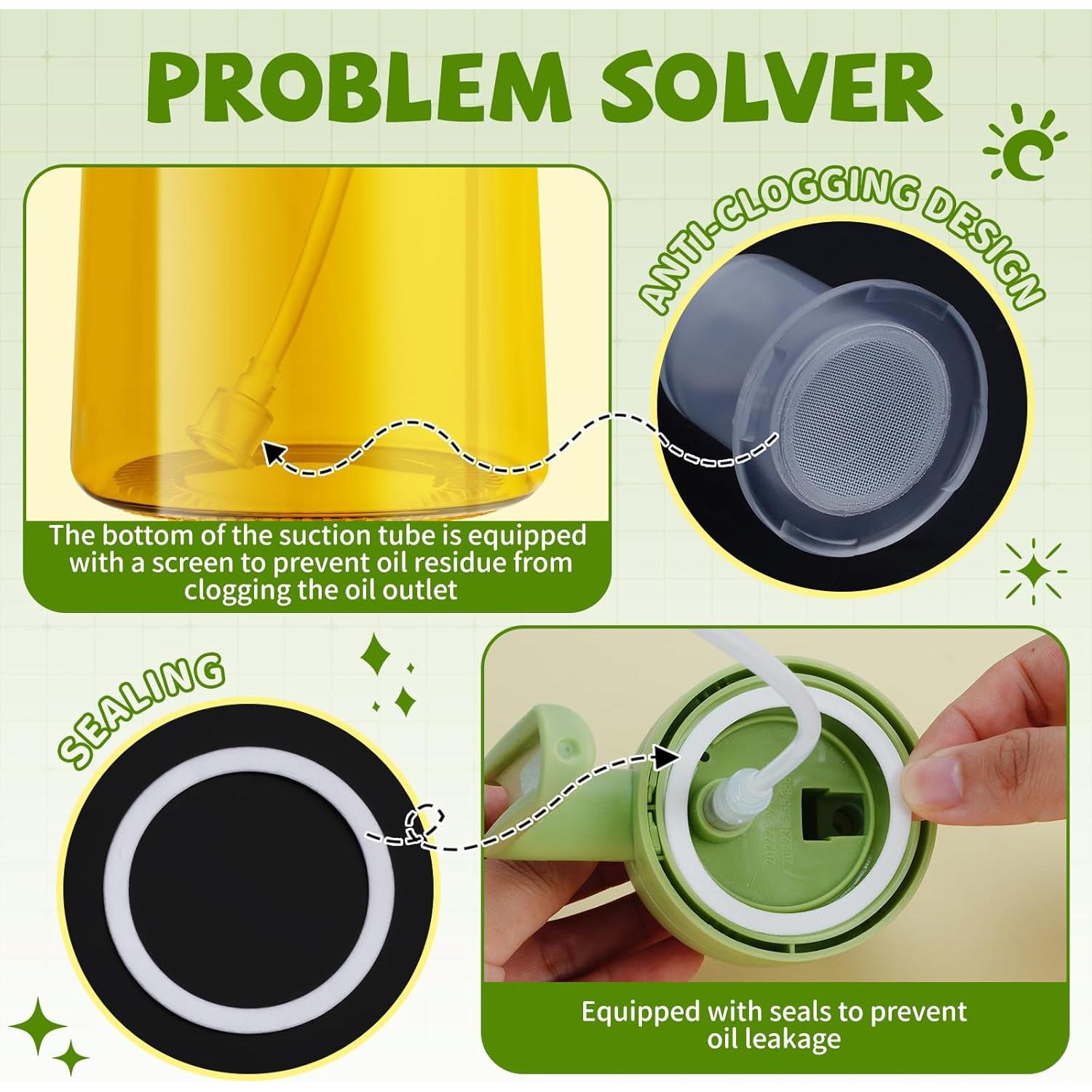 Rociador de Aceite WANKODA 470ml Vidrio Reutilizable Verde