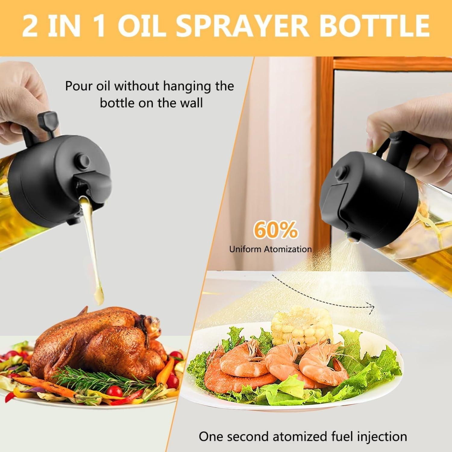 Atomizador de Aceite de Vidrio ZLSSETEC 470ml Blanco 2 en 1