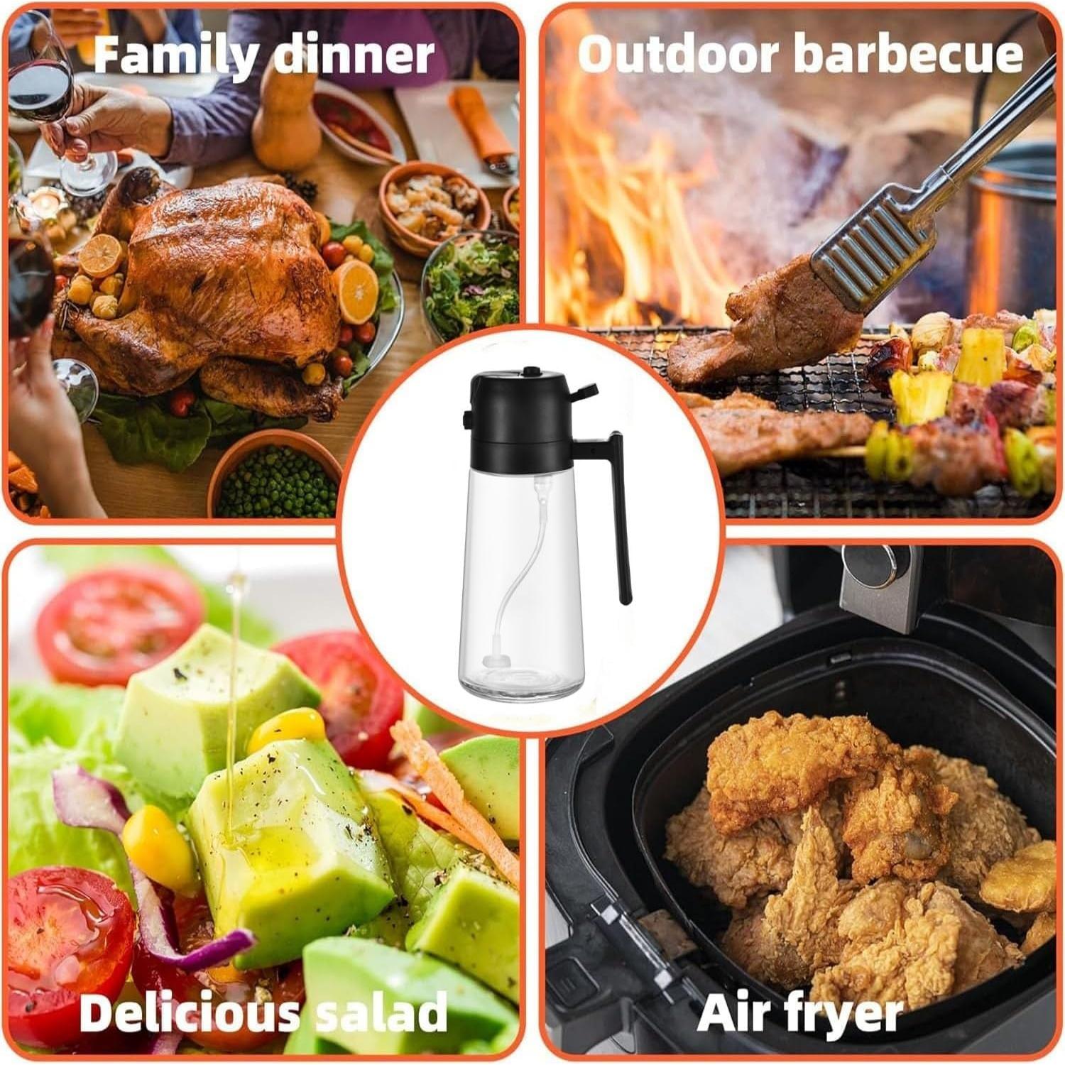 Atomizador de Aceite de Vidrio ZLSSETEC 470ml Blanco 2 en 1