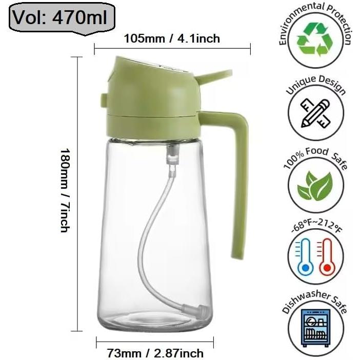 Rociador de Aceite KASHLAND 470ml Vidrio 2 en 1 Verde