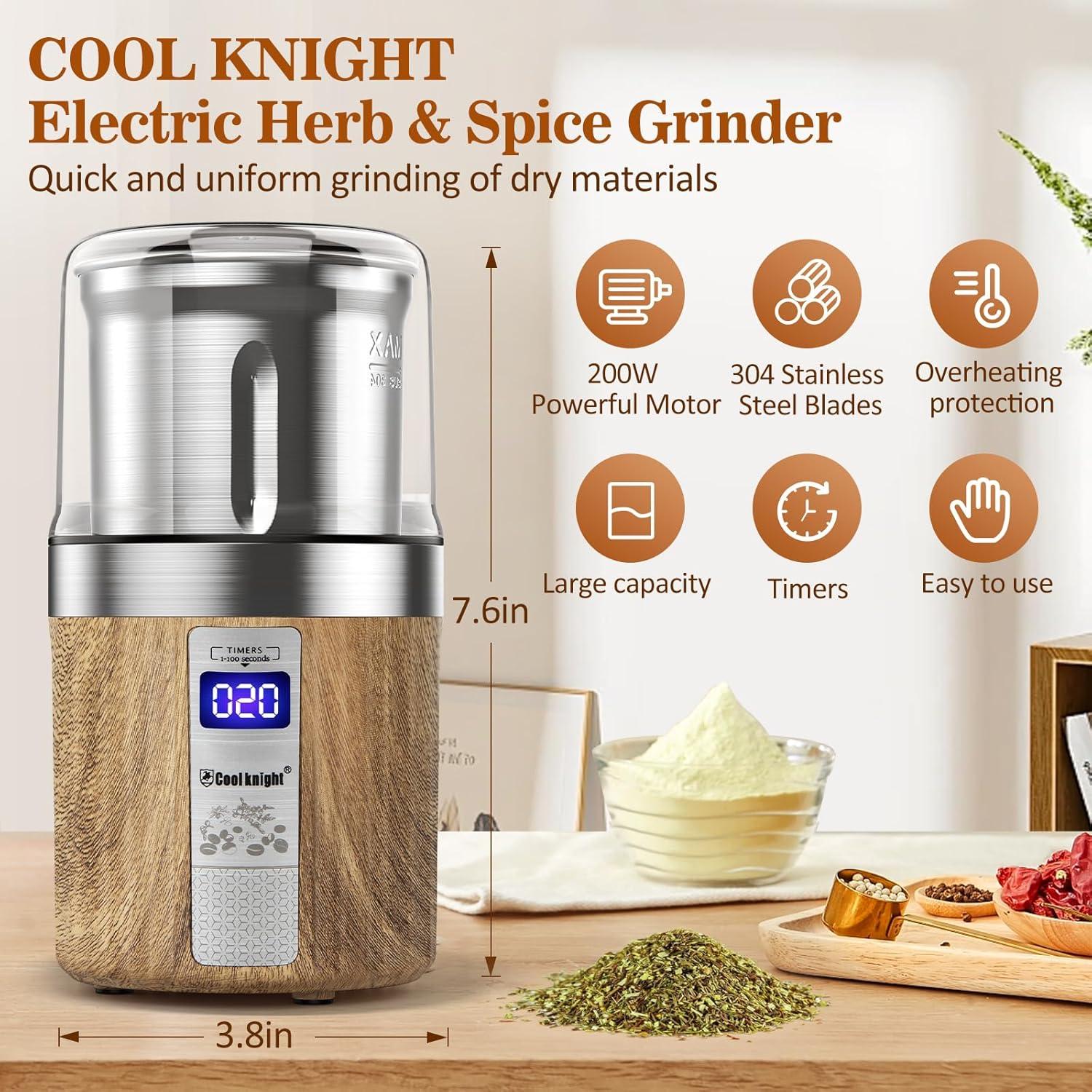 Molinillo Eléctrico de Especias COOL KNIGHT 80g Acero Inoxidable