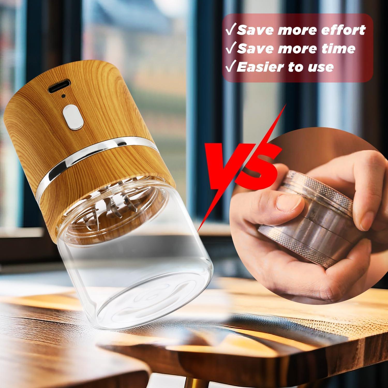 Molino Eléctrico de Hierbas BEIXI Mini 5.08x8.89 cm con Tarros