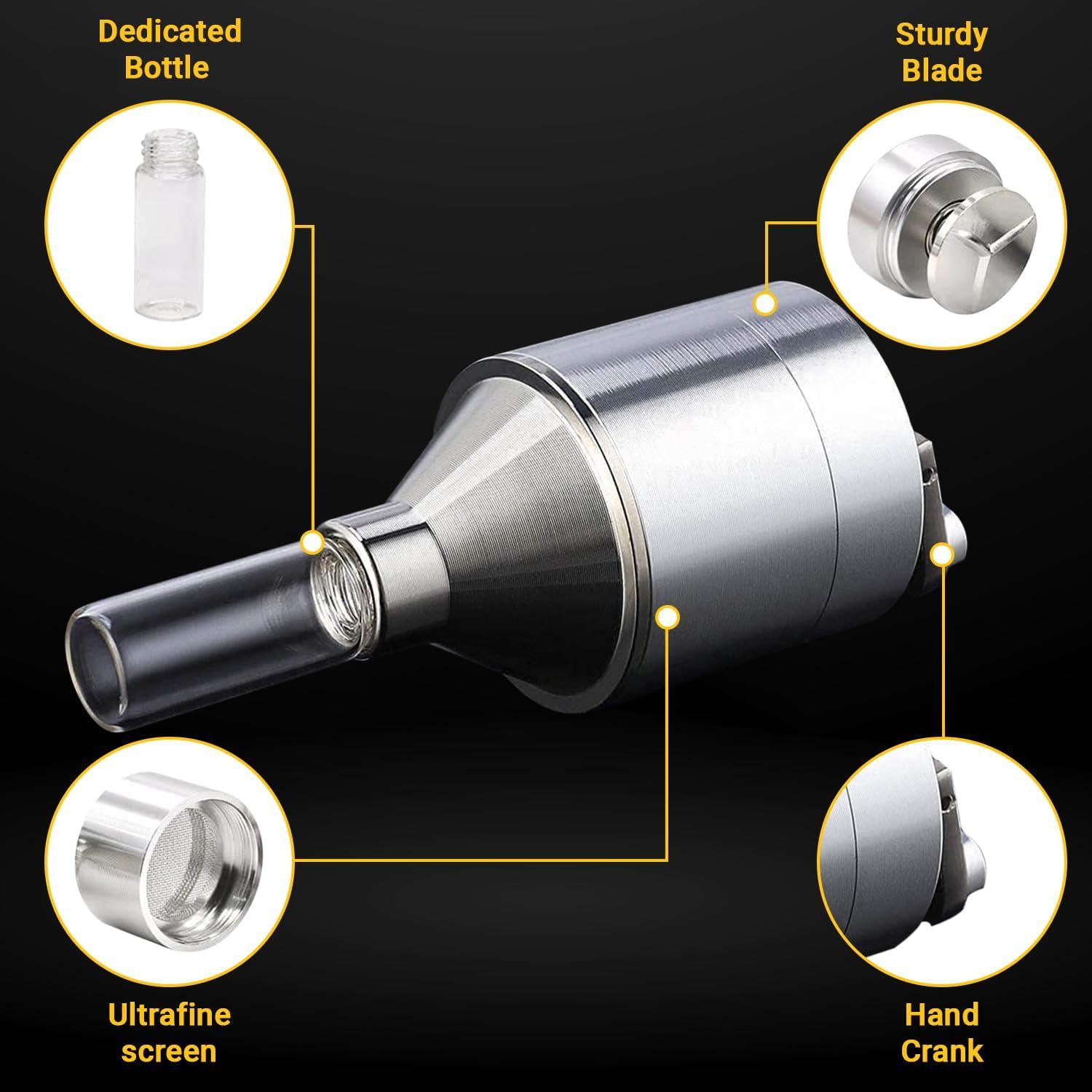 Juego de Molinillo de Especias iSnuff Manual de Aluminio Plateado