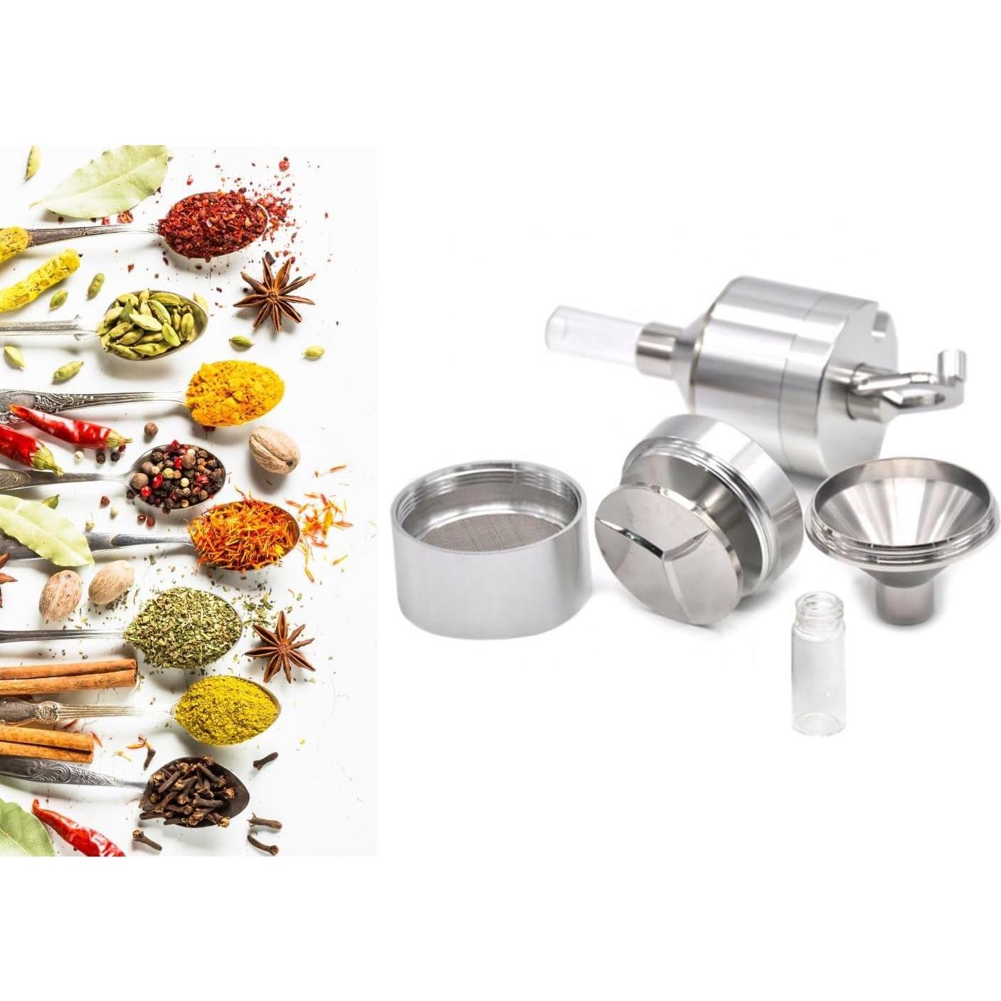 Juego de Molinillo de Especias iSnuff Manual de Aluminio Plateado
