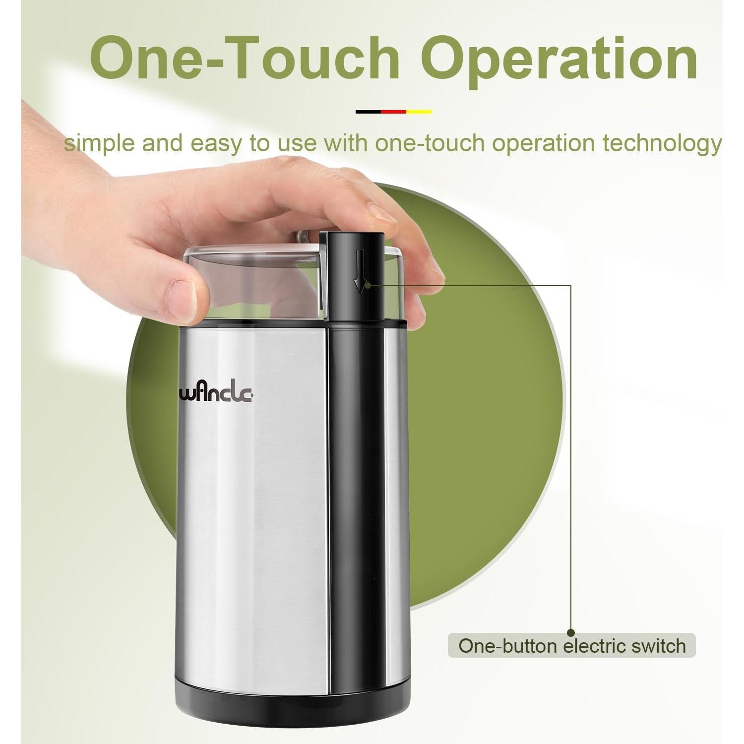 Molino de Café Eléctrico Wancle 150W Acero Inoxidable 0.62kg