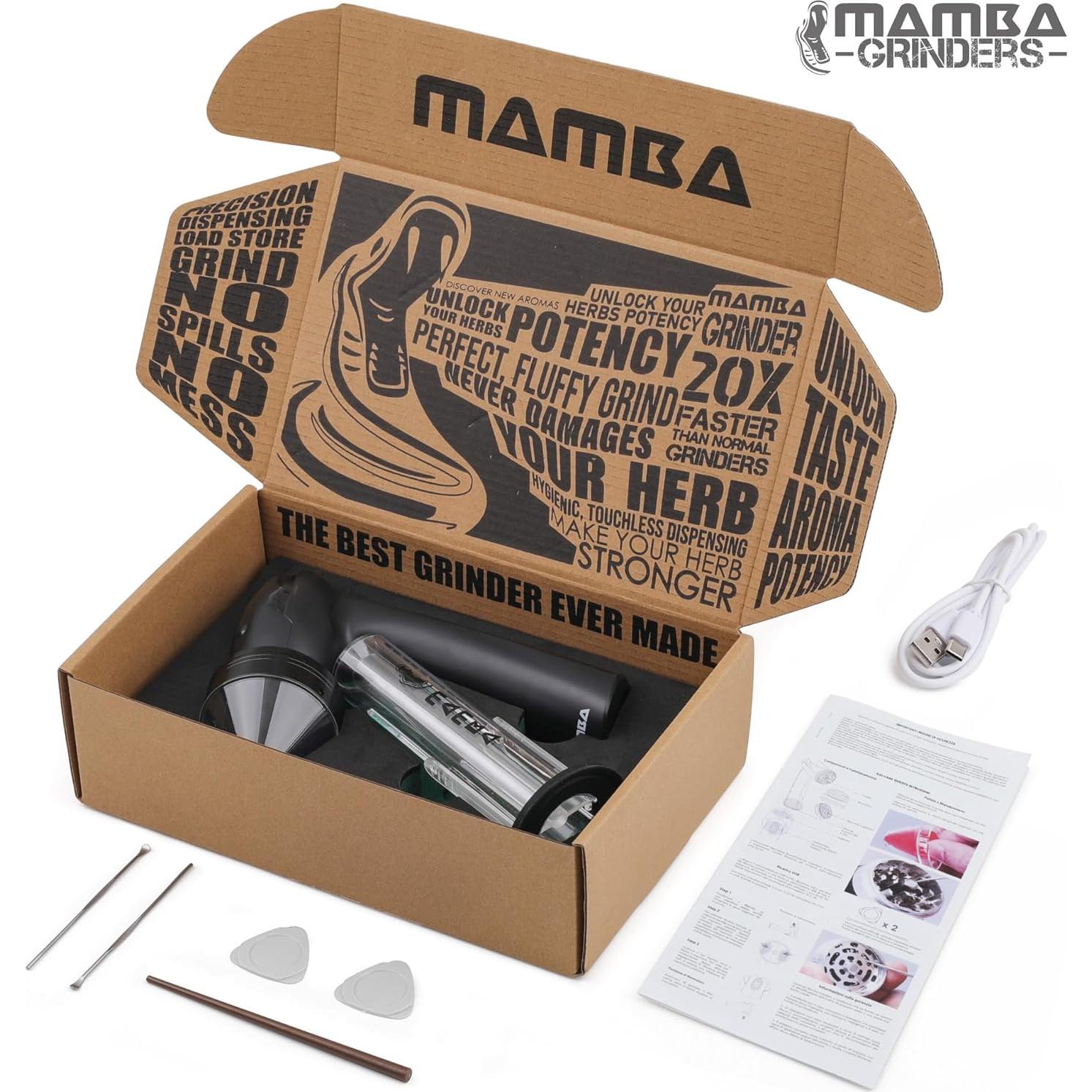 Molinillo Eléctrico de Hierbas Mamba V2-55 Negro 2g USB