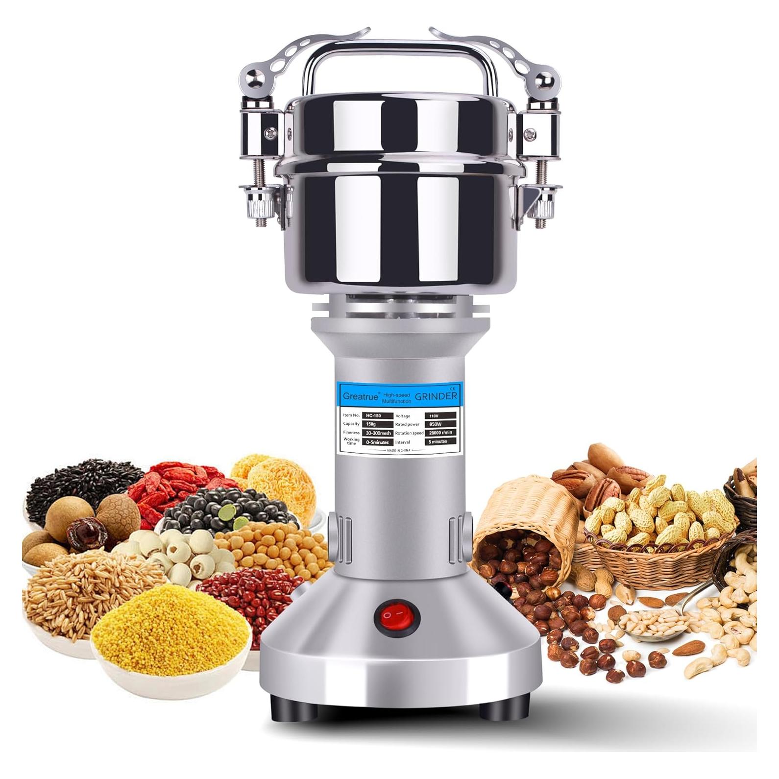 Molino de Granos Eléctrico Greatrue 150g Acero Inoxidable