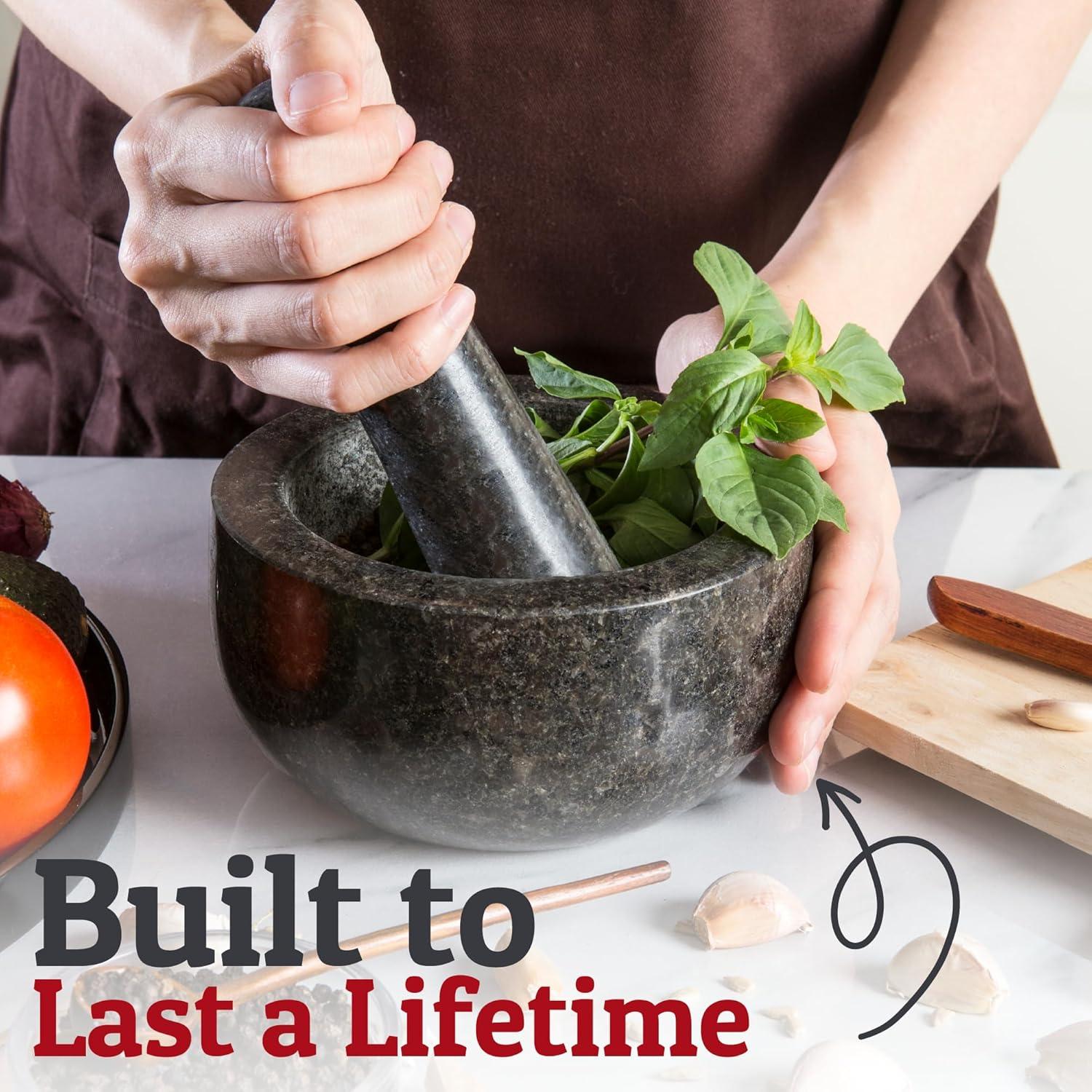 Mortero y Mano de Granito Priority Chef 2 Tazas Negro