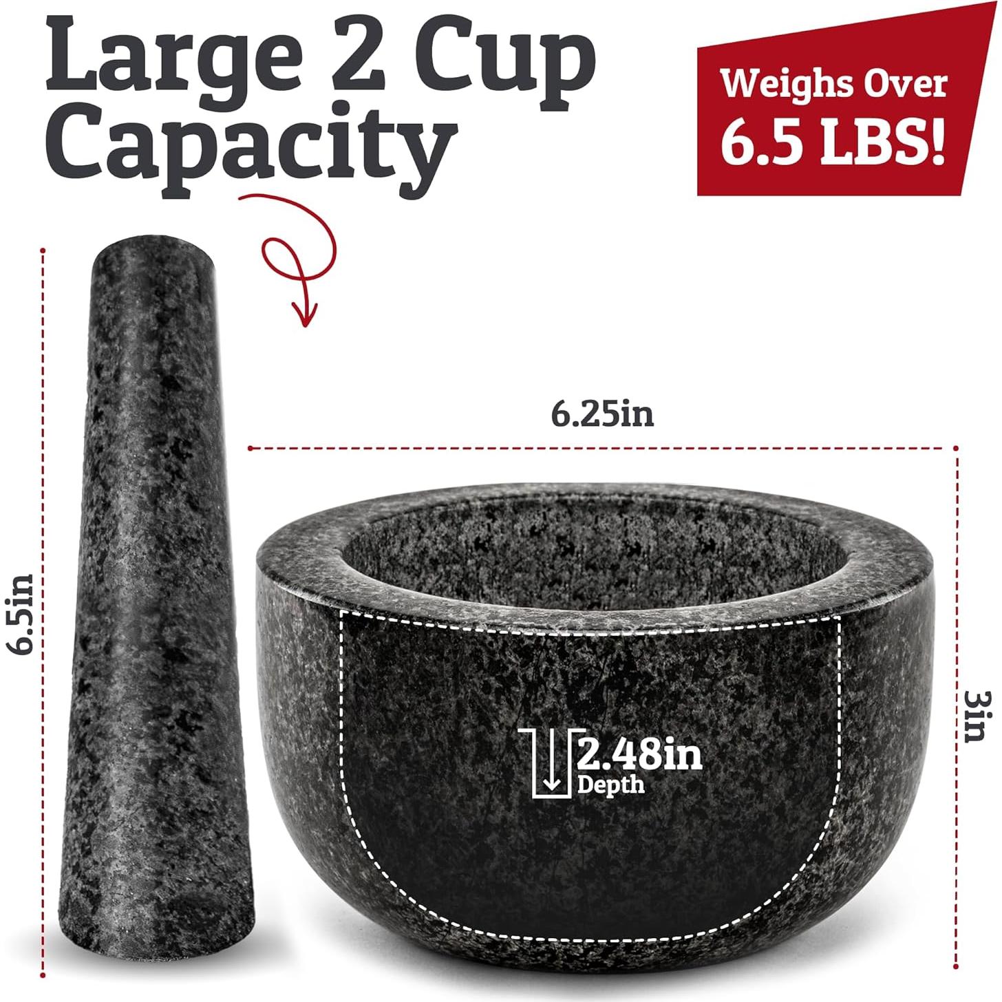 Mortero y Mano de Granito Priority Chef 2 Tazas Negro