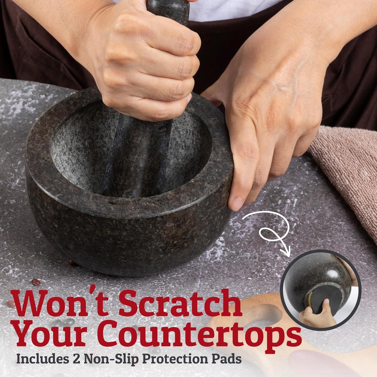 Mortero y Mano de Granito Priority Chef 2 Tazas Negro