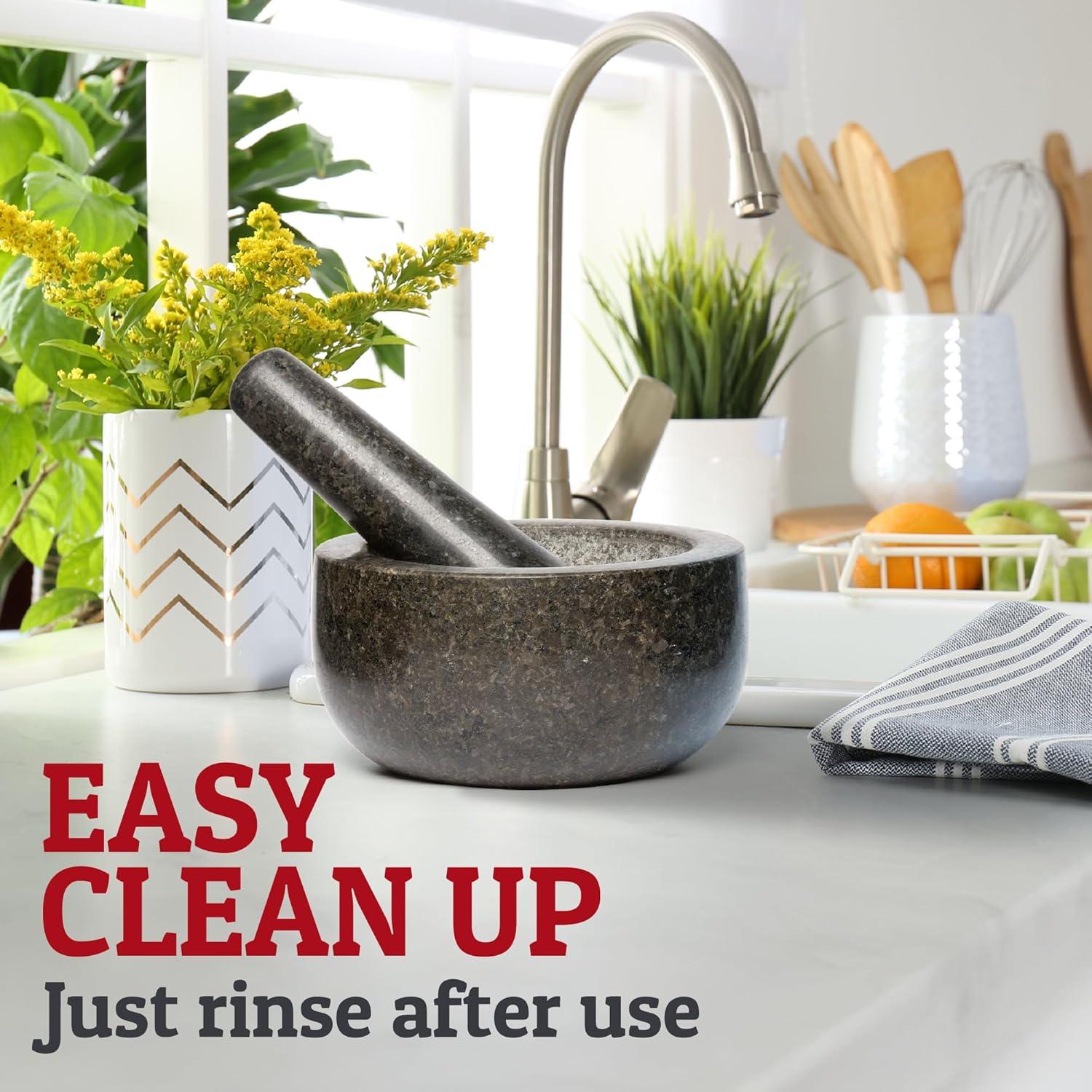 Mortero y Mano de Granito Priority Chef 2 Tazas Negro