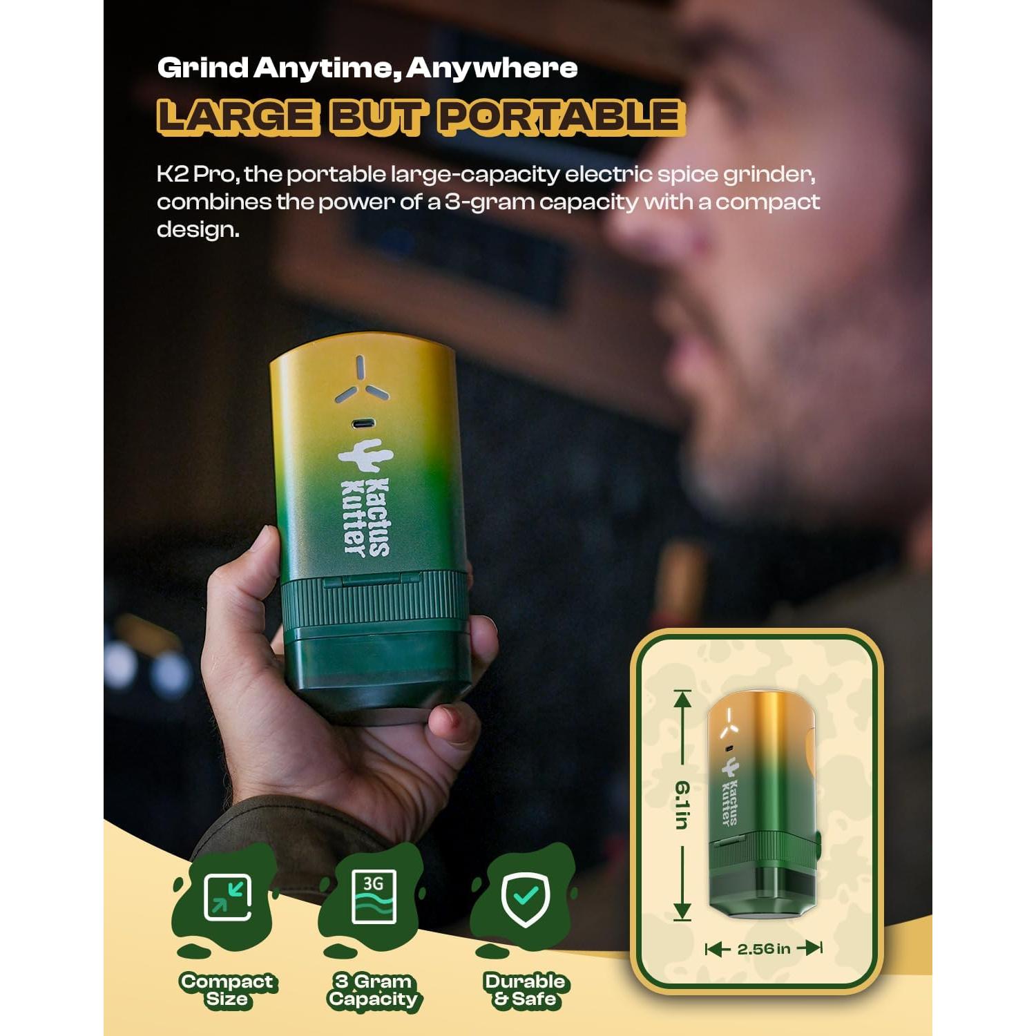 Molinillo Eléctrico K2 Pro KACTUSKUTTER 3g Verde Gradiente