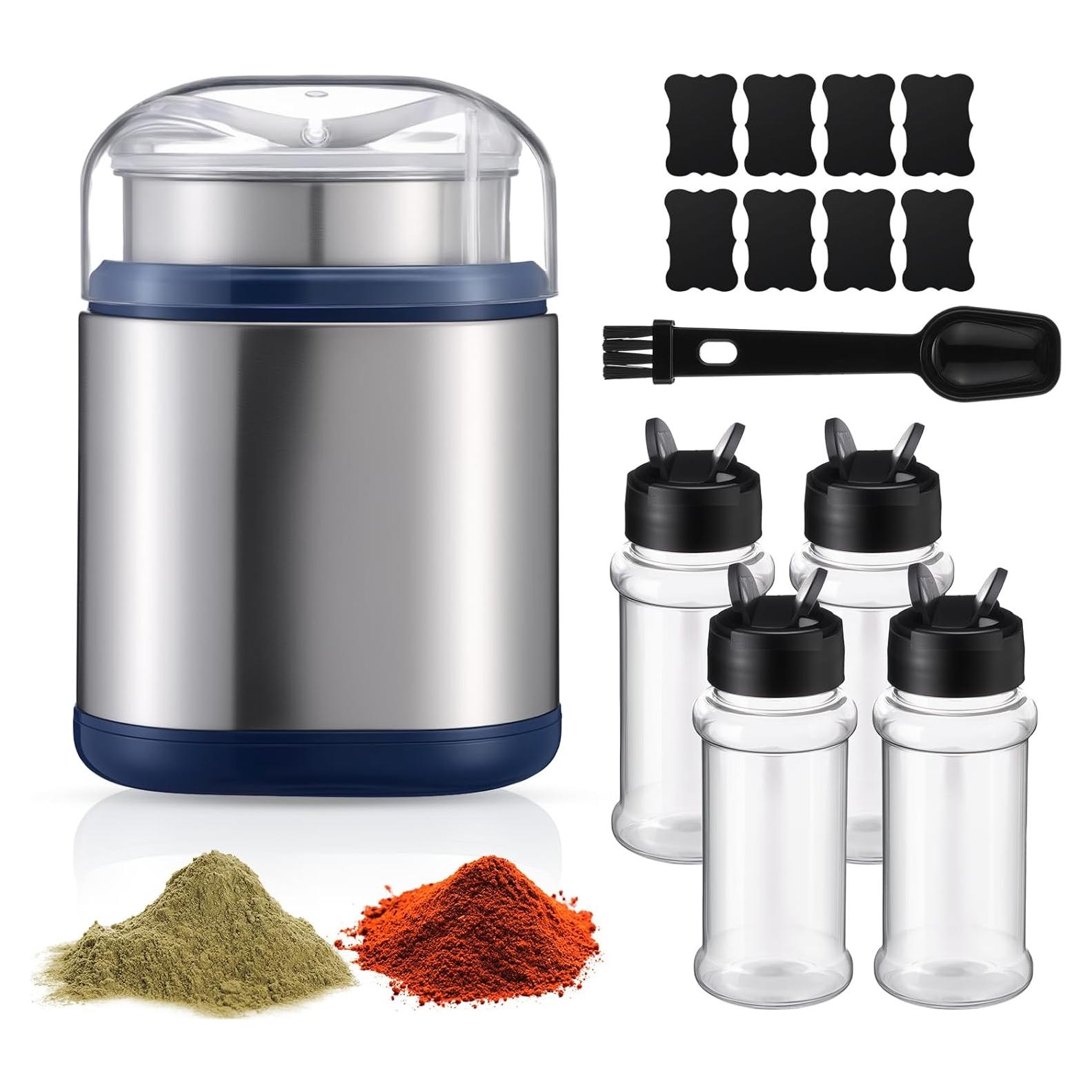 Kit Molinillo de Especias Eléctrico Wovnet 200W 1.7oz con 4 Botellas