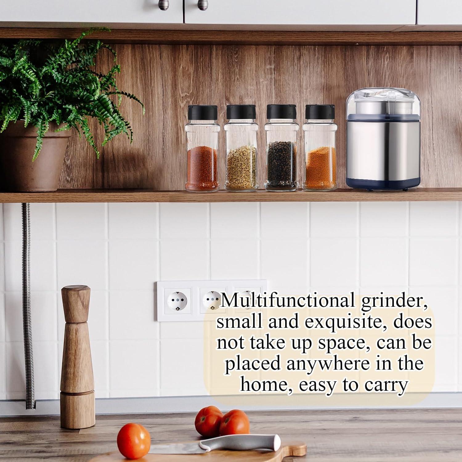 Kit Molinillo de Especias Eléctrico Wovnet 200W 1.7oz con 4 Botellas