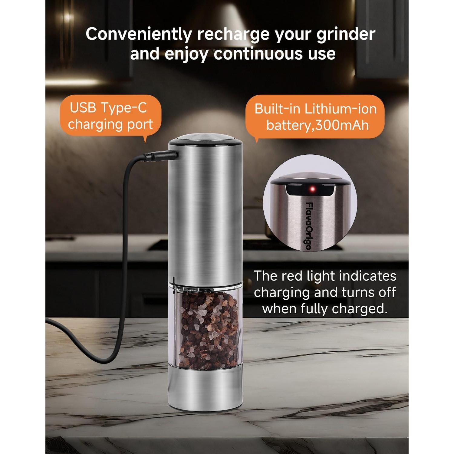 Juego de Molinillos de Sal y Pimienta Eléctrico FlavaOrigo