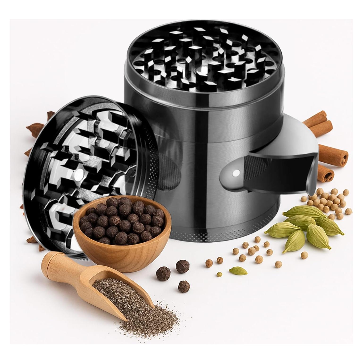 Molino de Especias Manual 7.62 cm Aluminio Gris Metálico