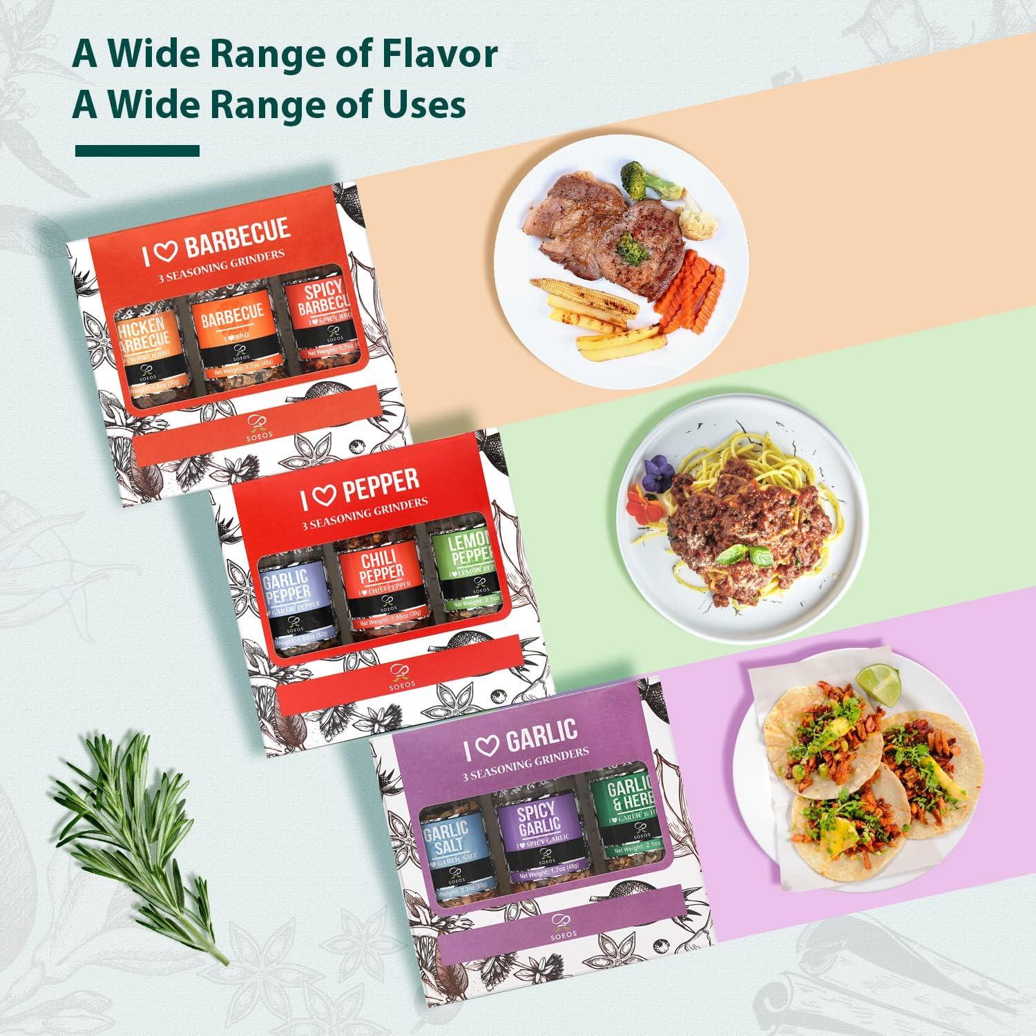 Juego de Especias Soeos 9 Piezas con Molinillos Integrados