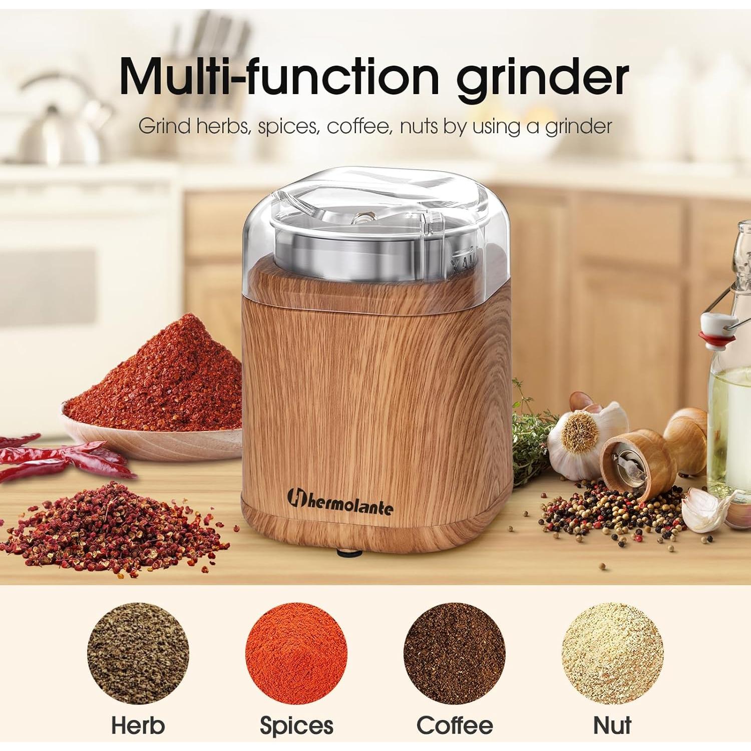 Molino Eléctrico de Especias Hermolante 200W Acero Inoxidable 13cm