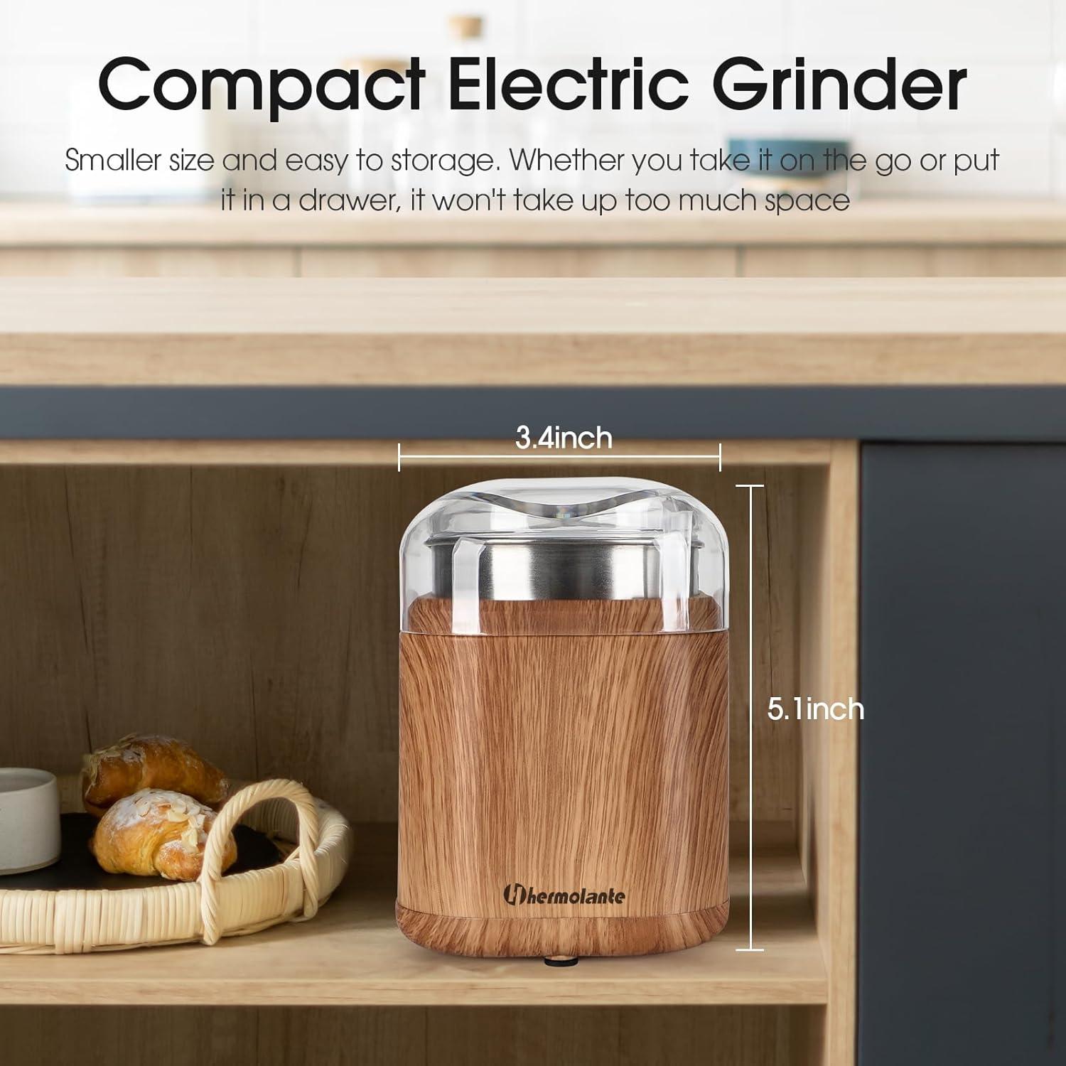 Molino Eléctrico de Especias Hermolante 200W Acero Inoxidable 13cm