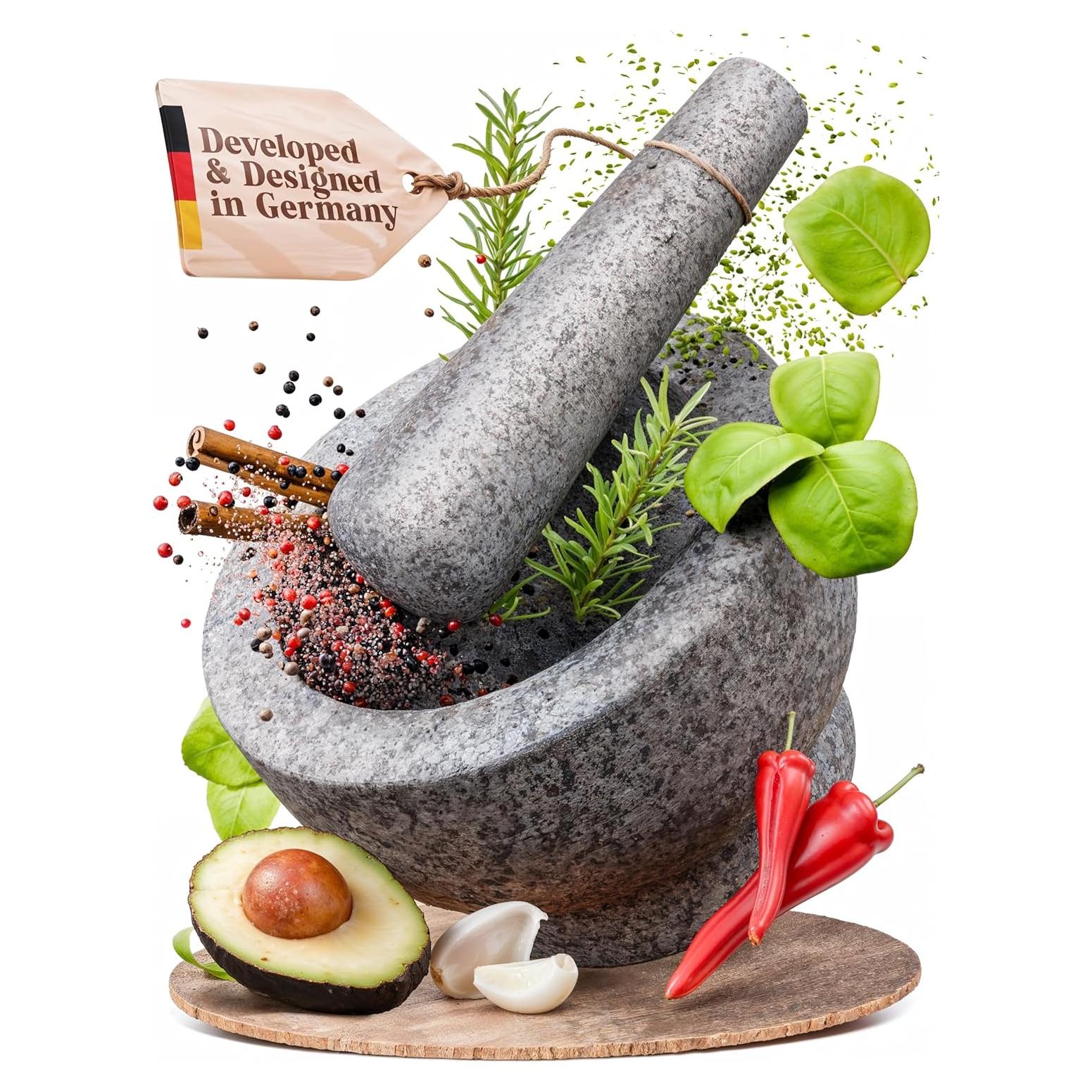 Juego de Mortero y Mano de Mortero ChefSofi 1.5 Tazas Granito