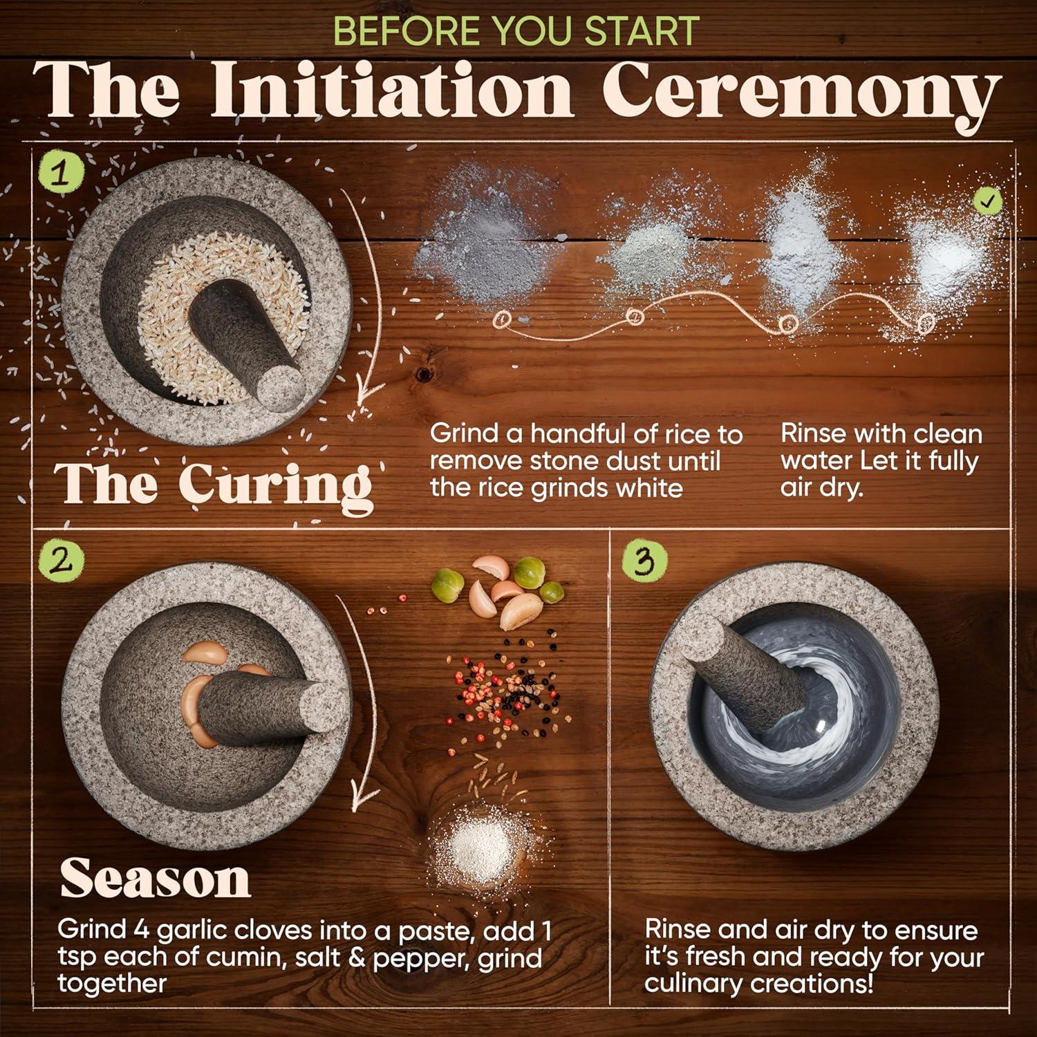 Juego de Mortero y Mano de Mortero ChefSofi 1.5 Tazas Granito