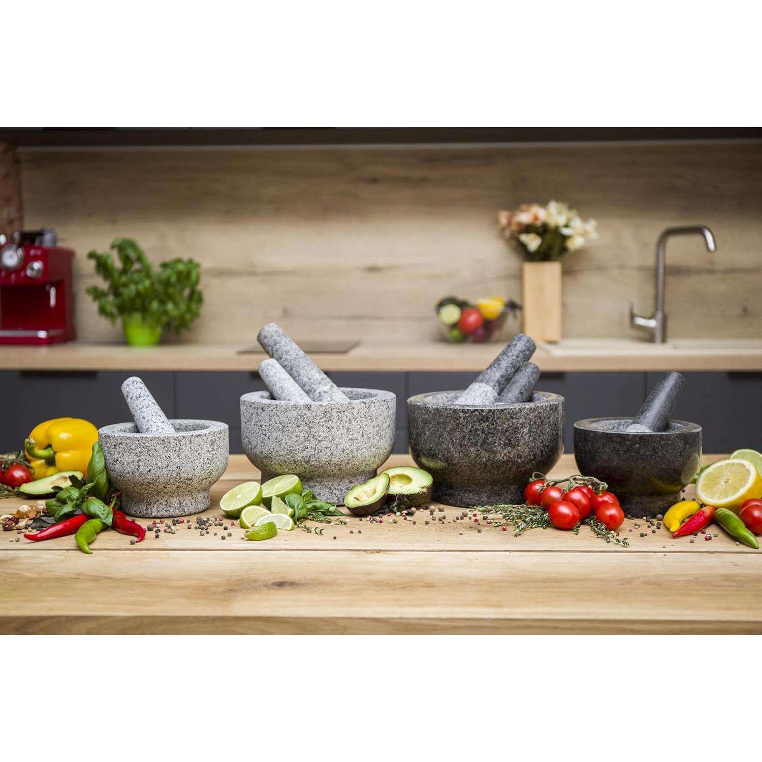 Juego de Mortero y Mano de Mortero ChefSofi 1.5 Tazas Granito
