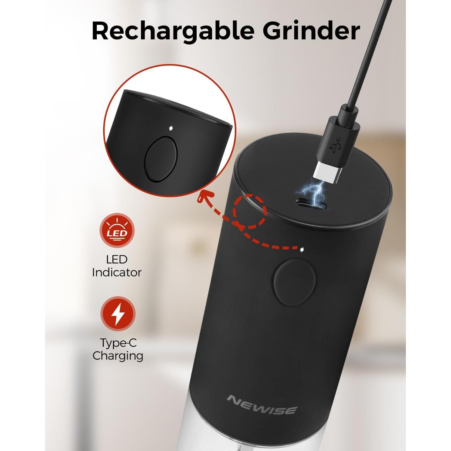 Juego de Molinillos Eléctricos de Sal y Pimienta Newise 95ml