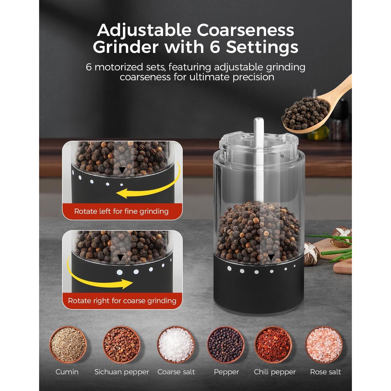 Juego de Molinillos Eléctricos de Sal y Pimienta Newise 95ml