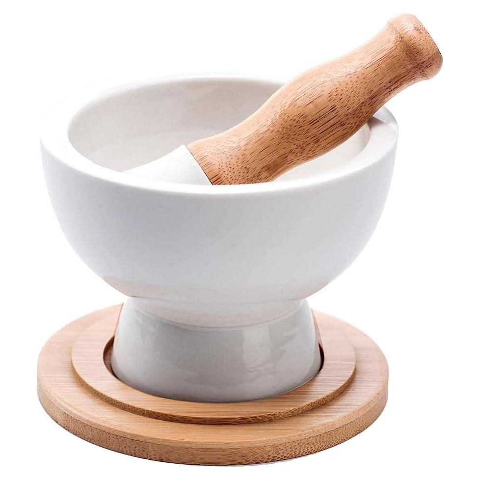 Mortero y Mano de Mortero E-liu de Porcelana 11.7 cm