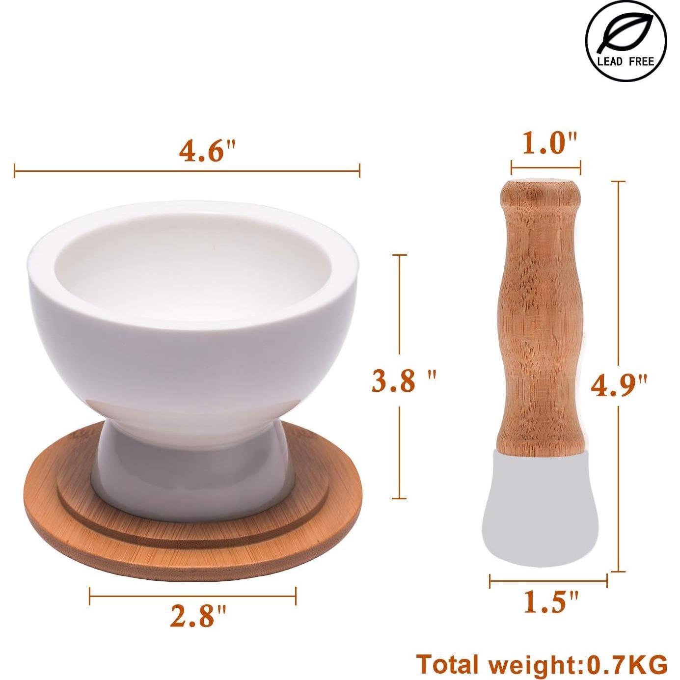 Mortero y Mano de Mortero E-liu de Porcelana 11.7 cm