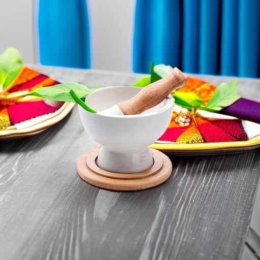 Mortero y Mano de Mortero E-liu de Porcelana 11.7 cm